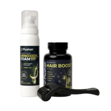 SET Plushair Minoxidil Pěna + Dermaroller + Vitamíny - na 1 měsíc